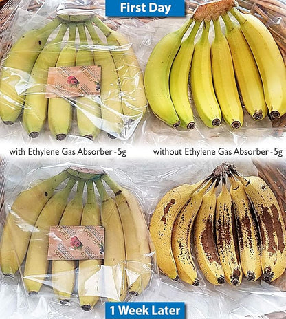 Fresh & Fresh 5 Gram (60 Pack) Produce Saver Ethylene Gas Absorber - Produce Freshness Packets to Extend Freshness of Vegetables, Flowers, Fruits, Banana, Kiwi, Tomato, Avocado