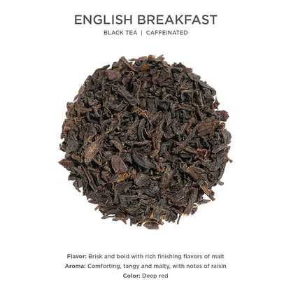 Tea Forte English Breakfast Premium Loose Leaf Caffeinated Black Tea Blend Canister, Makes 35-50 Cups
