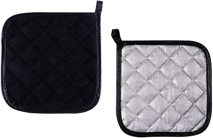 Pot Holders Cotton Made Machine Washable Heat Resistant Potholder, Pot Holder, Hot Pads, Trivet for Cooking and Baking (5, Black)