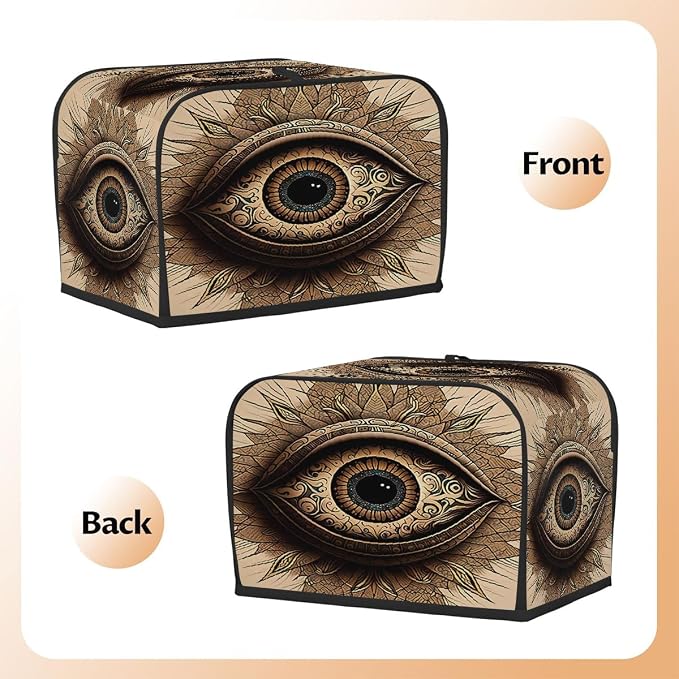 Evil Eye Funny Brown Toaster Cover 4 Slice Wide Slot Washable Kitchen Appliance Covers Fingerprint Bread Machine Dust Cover Small Toaster Oven Accessories Covers Bread Maker Bag Women Gift