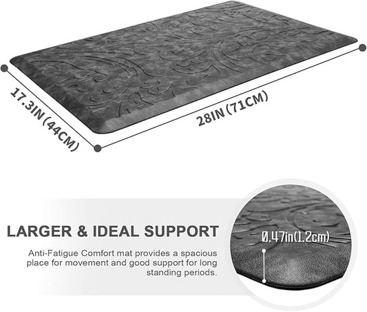 KMAT Kitchen Mat Cushioned Anti-Fatigue Floor Mat Waterproof Non-Slip Standing Mat Ergonomic Comfort Floor Mat Rug for Home,Office,Sink,Laundry,Desk 17.3" (W) x 28"(L),Grey