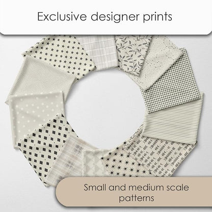 Cotton Satin Patchwork Fabric Panel – 35 Designs, 20×20 cm Squares, Single Piece 150×110 cm, Neutral Grey Quilt Fabric (Elegant Beige Patchwork Set, 35pcs 8x8 inch)