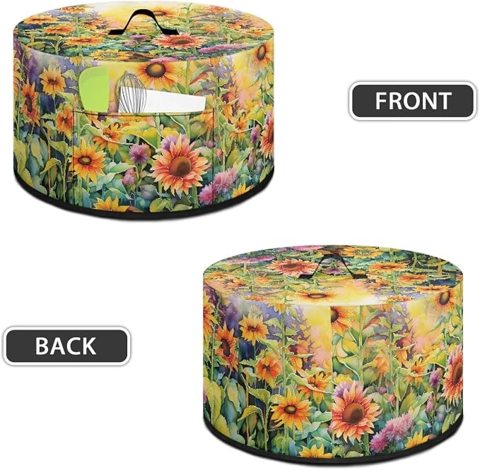 Sunflower Field Slow Cooker Dust Cover Compatible with 6-8 qt Crock for Pot Oval Slow Cooker Cover Vibrant Small Kitchen Appliance Green Leaves Decor