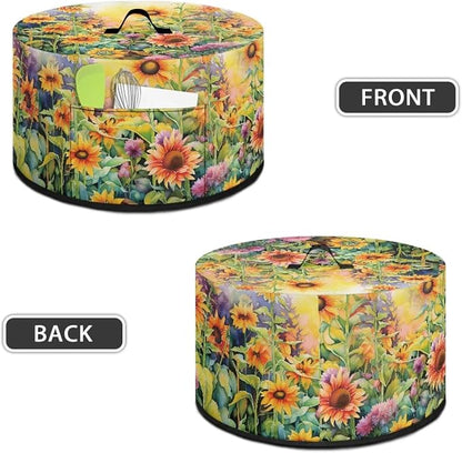 Sunflower Field Slow Cooker Dust Cover Compatible with 6-8 qt Crock for Pot Oval Slow Cooker Cover Vibrant Small Kitchen Appliance Green Leaves Decor