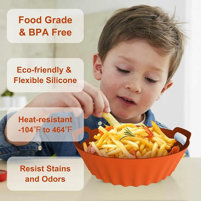 Seropy Silicone Air Fryer Liners Reusable Airfryer Liners 2 Pack 3-5 QT Silicone Pot 7.7 Inch, AirFryer Basket Round Mat Oven Baking Tray Replace Parchment Paper for Air Fryer