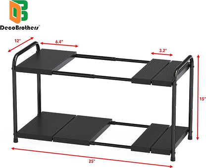 Deco Brothers Under Sink 2 Tier Expandable Shelf Organizer, Black