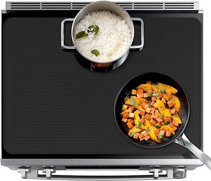 Stove Top Cover for Electric Stove- Range Covers for Electric Stove,Silicone XXL Dish Drying Mat, Glass Cooktop Covers, Flat RV Range top Mats (Black, 30"x21")