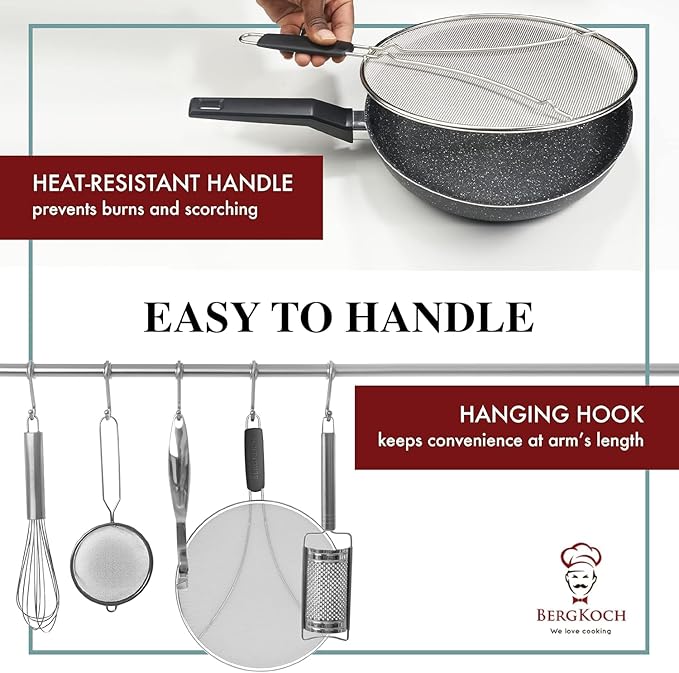 Splatter Screen for Frying Pan - 9.5/11.5/13 Inch (Set of 3) Stainless Steel Grease Splatter Guard - Cover Oil Splash when Sizzling Bacon, Cooking Fried Chicken or Popcorn