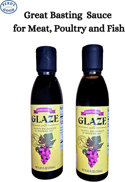 Trader Joes's Trader Giotto's Balsamic Glaze Bundle with two (2) 8.45oz bottles of Trader Giotto's Balsamic Glaze and one (1) Adjustable Measuring Spoon All-in-One Measuring Device