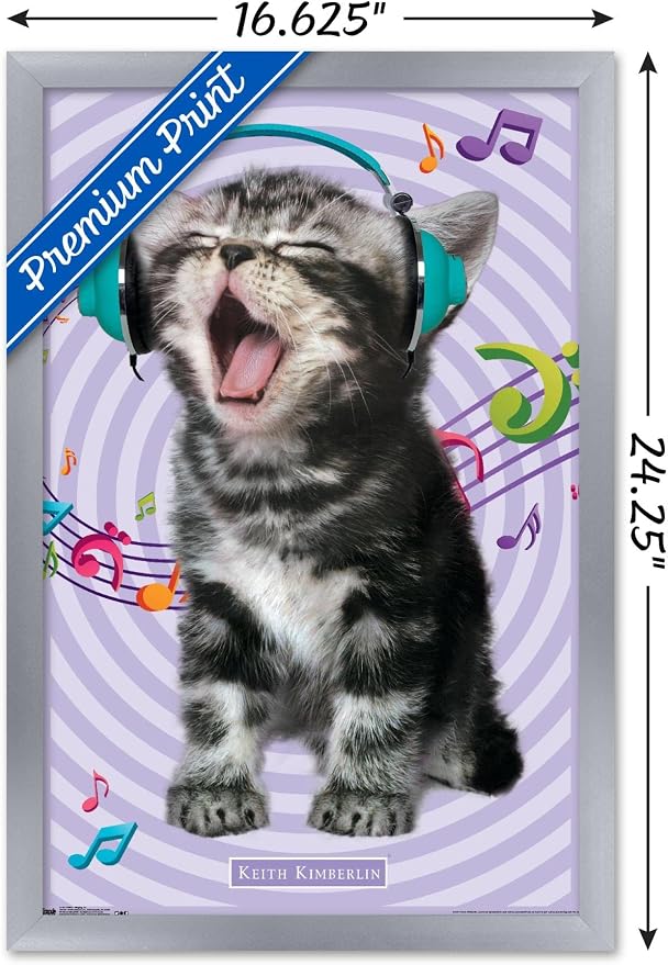 Trends International Keith Kimberlin - Kitten - Singing Wall Poster, 14.725" x 22.375", Silver Framed Version