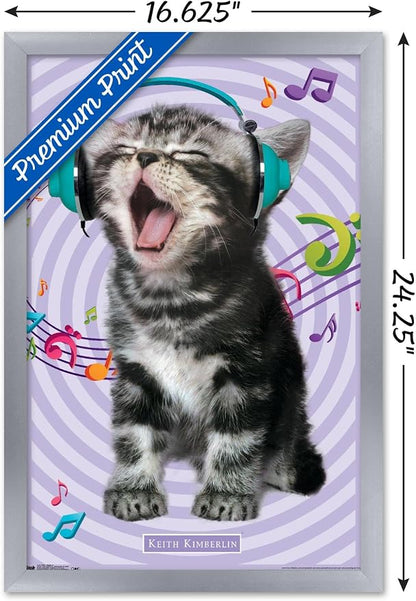 Trends International Keith Kimberlin - Kitten - Singing Wall Poster, 14.725" x 22.375", Silver Framed Version