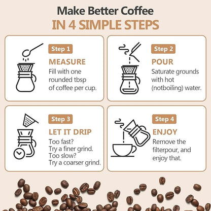 Pour Over Coffee Maker 14 OZ, 4 Cup Borosilicate Glass Drip Coffee Maker with Reusable Stainless Steel Filter and Cork Grip for Home Café 400 ML (Diamond Shape)