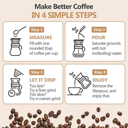 Pour Over Coffee Maker 34 OZ, 10 Cup Borosilicate Glass Drip Coffee Maker with Reusable Stainless Steel Filter and Cork Grip for Home Café 1000 ML (Diamond Shape)