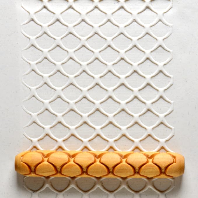 MKM Pottery Tools Wood Hand Rollers for Clay (HR-56 Fish Scales)