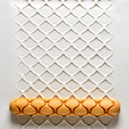 MKM Pottery Tools Wood Hand Rollers for Clay (HR-56 Fish Scales)