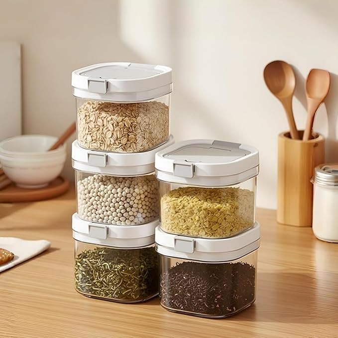 2-Pack 27oz Airtight Tea Canisters, Clear Loose Leaf Tea Storage Containers with Spoon, Wide-Mouth Kitchen Canisters for Loose Tea, Coffee, Sugar, Flour & Herbs, BPA Free Organizer for Pantry