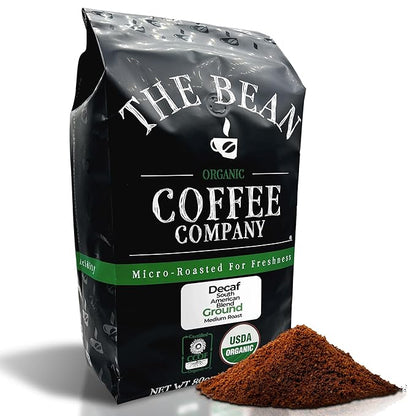 The Bean Organic Coffee Company Water Processed DECAF South America Blend, Medium Roast, Ground Coffee, 5-Pound Bag, Café Molido Tostado Orgánico descafeinado