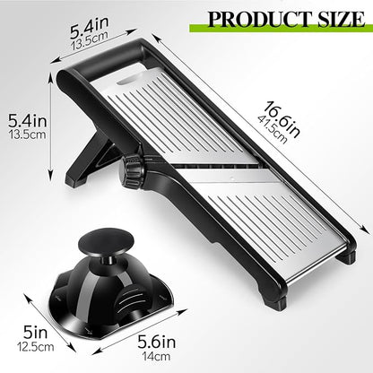 MASTERTOP Mandoline Slicer Adjustable Stainless Steel Food Slicer for Kitchen Vegetable Onion Potato Fruit French Fry Cutter Potato Chip Julienne Slicers with Cut Resistant Gloves