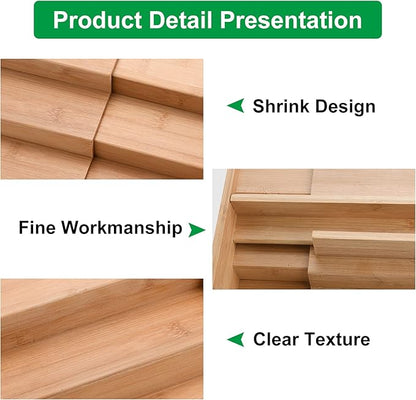 3-Tier Bamboo Expandable Spice Rack, Step Shelf Cabinet Organizer Step Shelf Kitchen Pantry Cabinet Expandable Display Shelf,Spice Holder Cabinet Seasoning Tower for Kitchen(#1)