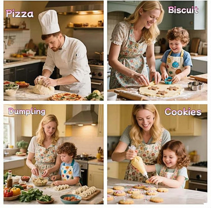Stainless Steel & Beechwood Rolling Pin with Adjustable Thickness - Ergonomic Dumpling/Pasta Maker、Pizza, Kitchen Tool for Home Chefs, Dishwasher Safe & Rustproof Design (Y)