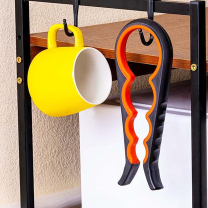 Bloss Jar Opener Bottle Opener Jar Gripper for Weak Hands, Seniors With Arthritis and Children, 4 in 1 Multi-Function Non Slip Colorful Can Opener Tool Get Lids Off Easily, Black Red