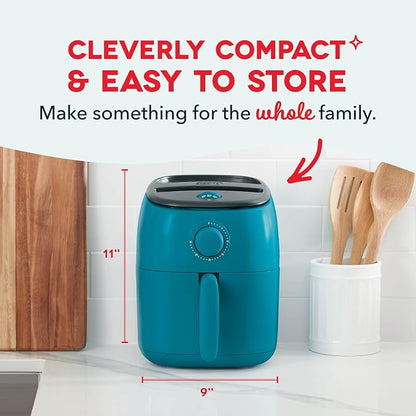 Dash Tasti-Crisp™ Air Fryer - AirCrisp® Technology - Compact Design with Adjustable Temperature Control - Nonstick Fry Basket & Auto Shut-Off Feature - 2.6 Quarts - Teal