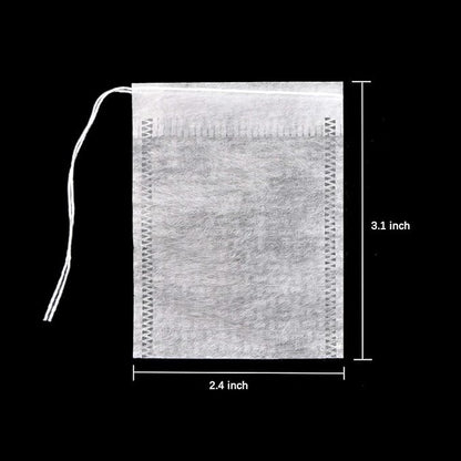 100 Pcs Disposable Tea Bags for Loose Leaf Tea, Biodegradable Tea Filter Bags with Drawstring, Corn Fiber Empty Tea Bags for Loose Leaf Tea (3.54 x 2.75 inch)