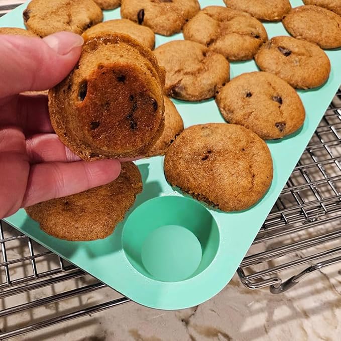 2PCS Silicone Mini Muffin Pan, 24 Cups Cupcake Pan for Baking, Mini Muffin Baking Pan for Cakes, Tart