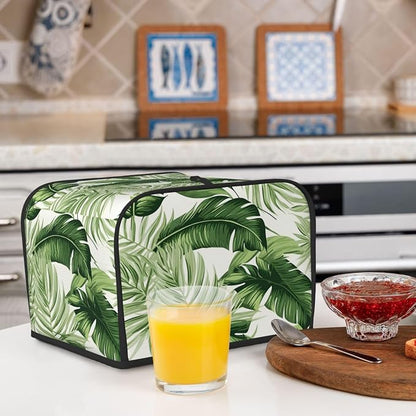 Botanical Tropical Leaf 4 Slice Toaster Cover, Dustproof, Waterproof, Polyester, Green