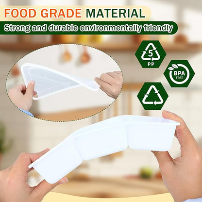 20 Sets Reusable Snack Containers Meal Prep Containers 3 Compartment Condiment Container With Lids Snackle Box Container Portion Control for Refrigeration Sauce,Outdoor Takeaway,Travel(White)