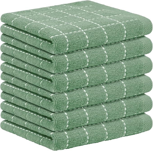Nialnant 6 Pack Dish Cloths for Washing Dishes, 100% Cotton Reusable Cleaning Rag,Ultra Soft Absorbent, Quick Drying Dish Towels for Kitchen,12x12 Inches Green