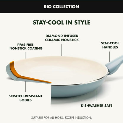 GreenPan Rio Healthy Ceramic Nonstick 5QT Saute Pan Jumbo Cooker with Helper Handle and Lid, PFAS-Free, Dishwasher Safe, Black
