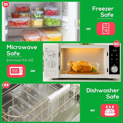 62PCS Thicker Food Storage Containers with Lids Airtight Leakproof, BPA Free Plastic Kitchen Food Storage Containers, Stackable Reusable Meal Prep Food Containers with Lids, Freezer Microwave Safe