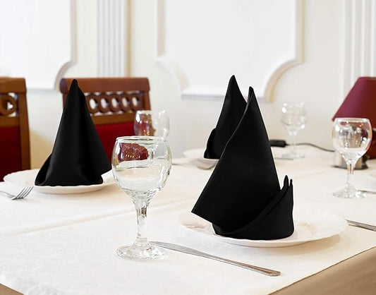 Utopia Kitchen Black Cloth Napkins [12 Pack, 20x20 Inch] Absorbent Cotton Blend Washable and Reusable for Dinner, Restaurant, Lunch, Wedding and Hotel