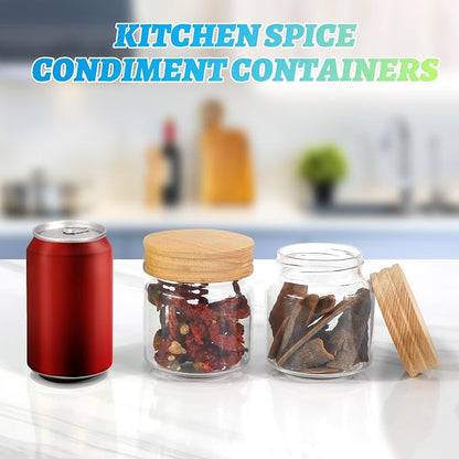 Small Glass Jars with Airtight Lid 13oz Seasoning Containers Glass Spice Jar Food Pantry Storage Containers for Kitchen Sugar Tea Coffee Bean Nuts Cookies Herbs Salt (400ml/13.5oz-2pack)