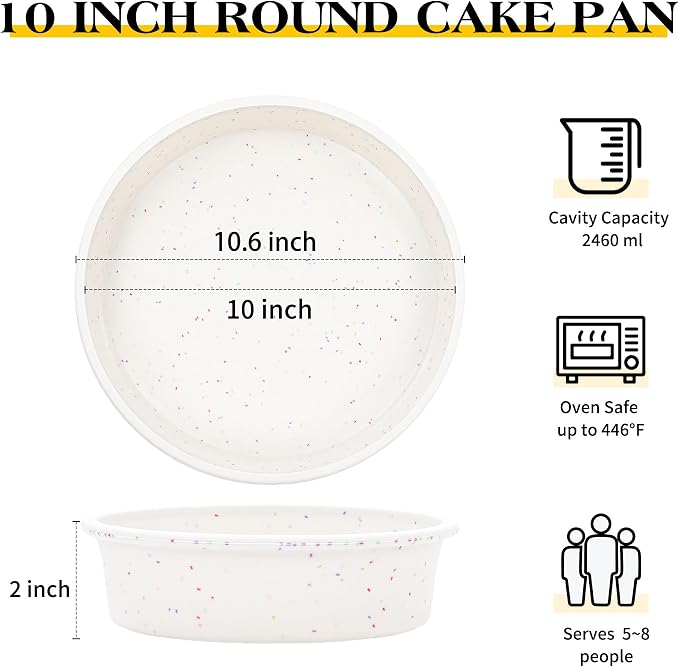 10 inch Silicone Round Cake Pans with Metal Reinforced Frame, Nonstick Cake Molds for Baking, BPA Free 1 Pc (Cream)