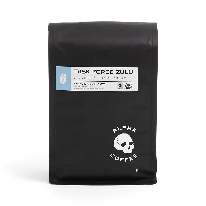 Alpha Coffee - Task Force Zulu - 16 oz. Premium Gourmet Organic Medium Roast Coffee (Task Force Zulu Espresso Grind, 1 Pound (Pack of 1))