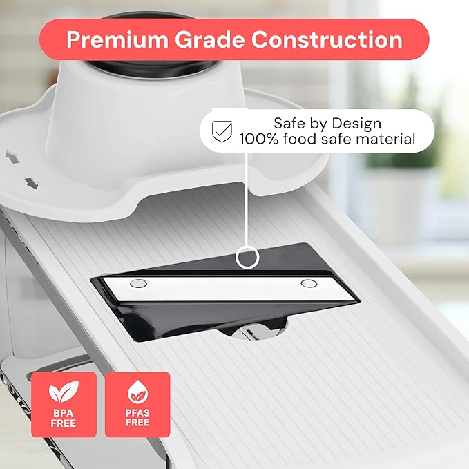 Fullstar Mandoline Slicer for Kitchen, Fruit Cutter, Cheese Grater, Cucumber Slicer, Veggie Spiralizer, Food Cutter & Kitchen Gadgets & Gifts with Safety Glove (11 in 1, White)