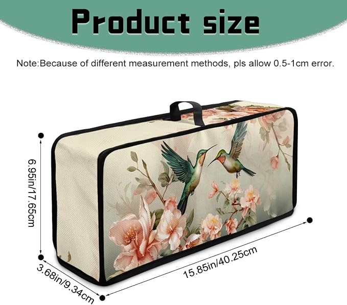 Hummingbird Floral Toaster Cover 2 Slice, Water-Resistant 2 Slice Slim Toaster Cover Protective Dust Covers for Kitchen Appliances, Easy to Fold and Store