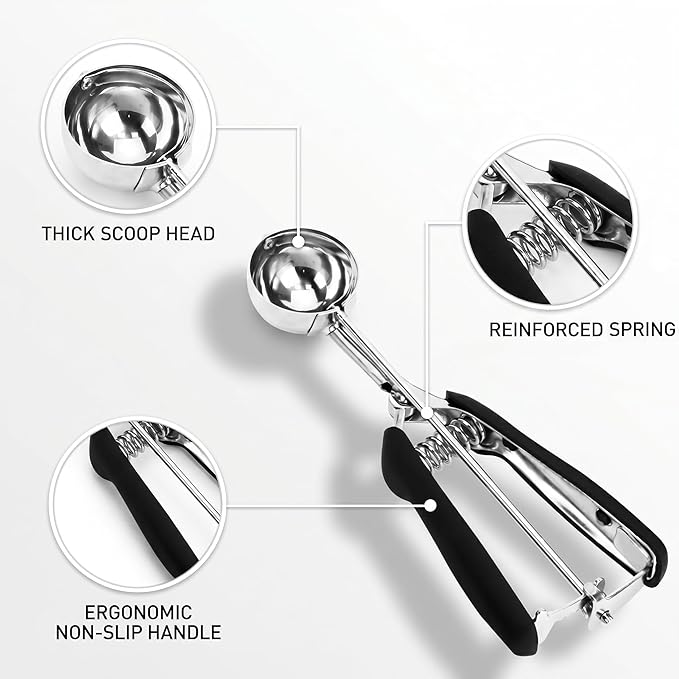 Cookie Scoop, 18/8 Stainless Steel Cookie Scooper, Cookie Scoops for Baking, 1 Tbsp/ 15 ml / 0.5 oz Cookie Dough Scoop, Ice Cream Scooper with Trigger Release, Cookie Scooper for Baking