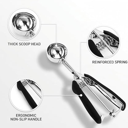 Ice Cream Scoop, 18/8 Stainless Steel Cookie Scoop for Baking, 2.6 Tbsp/42ml/1.4 oz Dough Scoop With Trigger Release - Cupcake and Ice Cream Scooper