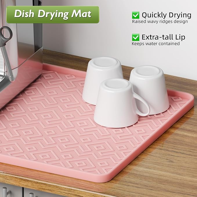 Silicone Coffee Mat 19" x 12", Waterproof Coffee Bar Mat, Spill-Proof Coffee Maker Mat for Kitchen Counter, Non-Slip Coffee Machine Mat, Durable Counter Protector