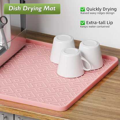 Silicone Coffee Mat 19" x 12", Waterproof Coffee Bar Mat, Spill-Proof Coffee Maker Mat for Kitchen Counter, Non-Slip Coffee Machine Mat, Durable Counter Protector