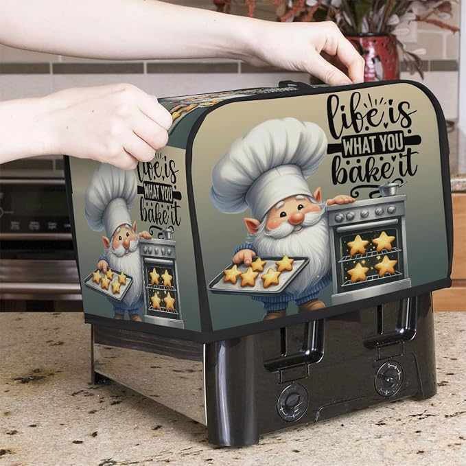 Toaster Cover 4 Slice Wide Slot Cute Gnome BiscuitBread Toaster Oven Dustproof Cover Small Appliance Kitchen Covers Dust and Fingerprint Protection for Women Gift 4 Slice