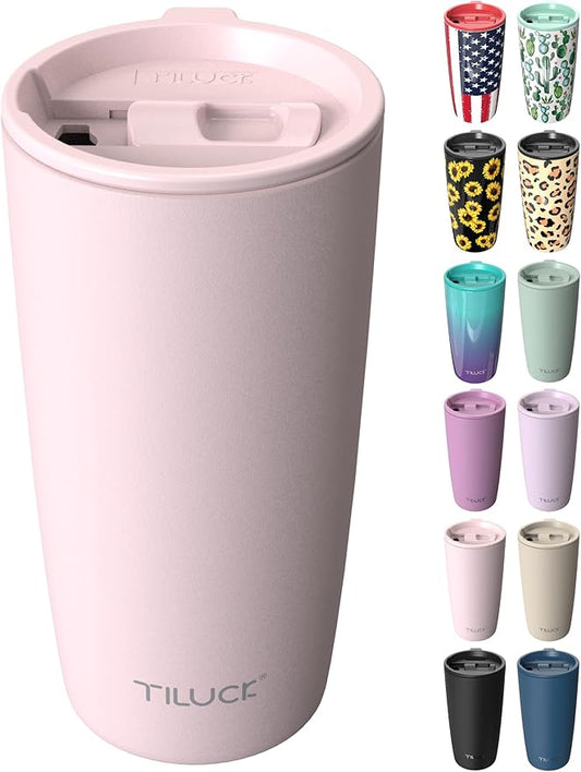 TILUCK 20 oz Insulated Tumbler with BPA-Free Lid, Stainless Steel Vacuum Travel Coffee Mug, Double Wall Coffee Tumbler （20oz，Matte LightPink）