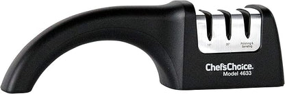 Chef'sChoice Professional Manual Knife Sharpeners AngleSelect for 15- and 20-Degree Straight-Edge and Serrated Knives with Diamond Abrasives Precise Angle Control & Compact Footprint, 2-Stage, Black