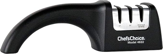 Chef'sChoice Professional Manual Knife Sharpeners AngleSelect for 15- and 20-Degree Straight-Edge and Serrated Knives with Diamond Abrasives Precise Angle Control & Compact Footprint, 2-Stage, Black
