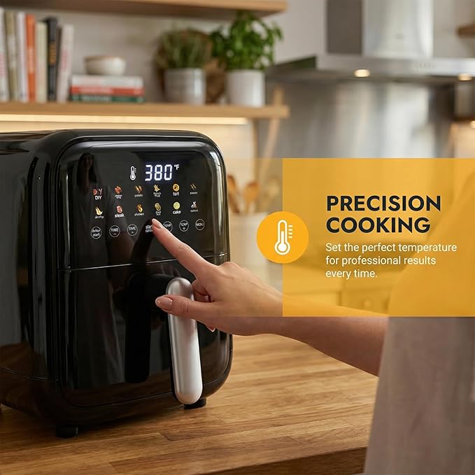OLIXIS Air Fryer with Window 7.9QT, 12-In-1 Large Air Fryer for Family, 400°F Rapid Air Crispy Technology, Roast Bake Dehydrate Reheat, Nonstick & Easy-Clean Basket, 1800W, Black