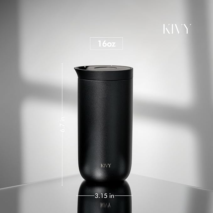 KIVY Travel Coffee Mug Tumbler [24h Cold | 6h Hot] Insulated Coffee Tumbler Stainless Steel - Leak Proof Coffee Travel Mug - 16oz Insulated cup to go for hot & cold drinks - Cups for Women & Men