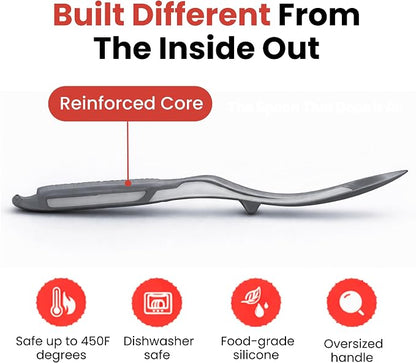 Silicone Spoon Spatula for Cooking - Multifunction Scoop Spatula Spoonula - Heat Resistant Cooking Spoon for Nonstick Cookware - Large Silicone Kitchen Spoon - Seamless Design (Gray,2pcs)